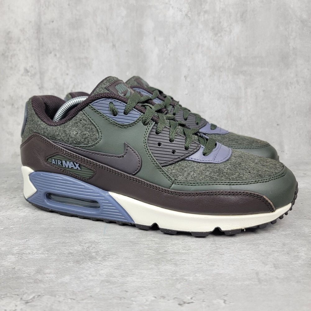 Nike Mens Size 10.5 Air Max 90 Premium Wool Sequoia Green Black Shoes Sneakers